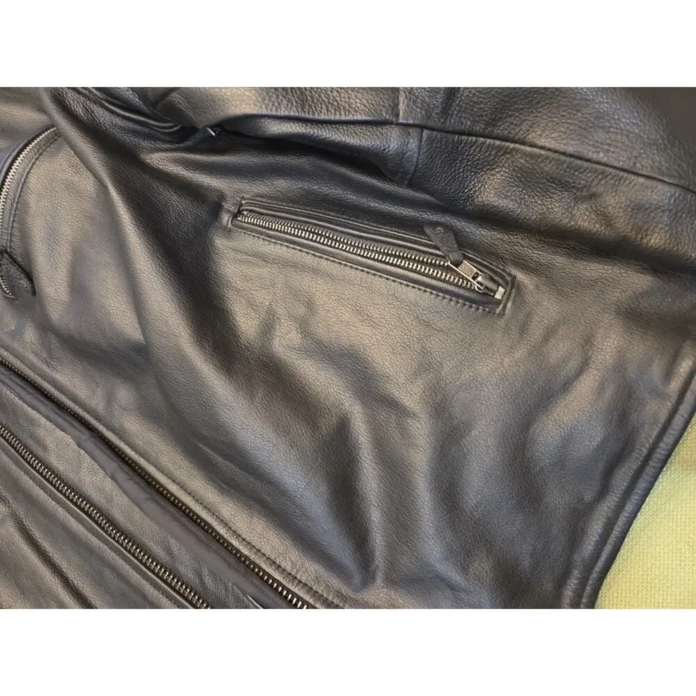 First Classics Classic Leather Gear Men’s Size XL Black Leather Jacket w/Liner